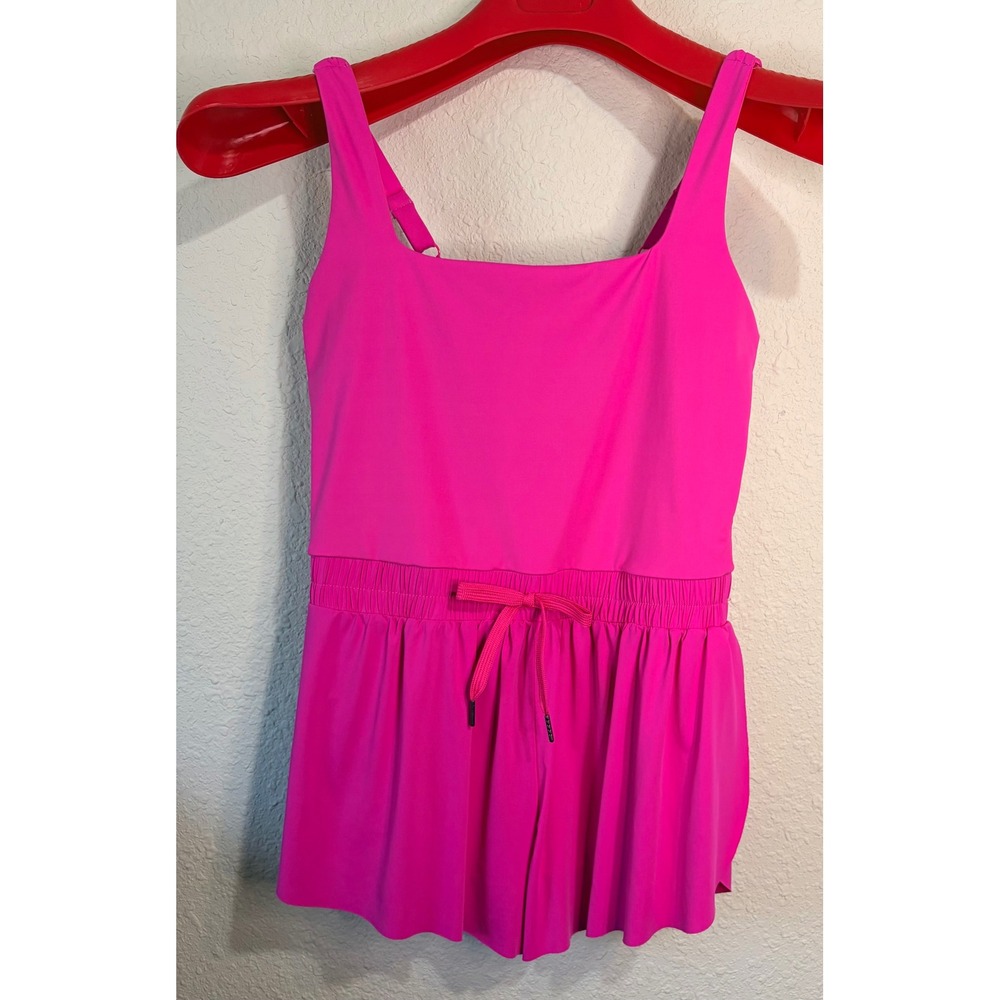 Girls Pink Athletic Skort Romper XL Adjustable Straps Pockets Athleisure